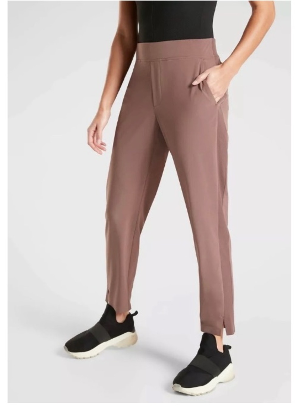Athleta Brooklyn High Rise Straight Ankle Pant Minimalist Athletic Brown